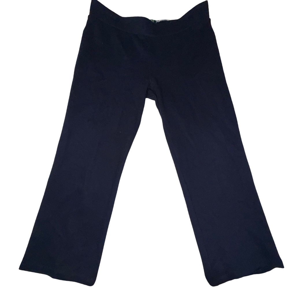 Lauren Ralph Lauren Ribbed Knit Pull-On Pants Women's S Navy Cotton Cropped